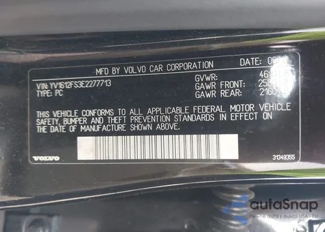 2014 Volvo S60 T5 z USA, uszkodzony, nr VIN YV1612FS3E2277713